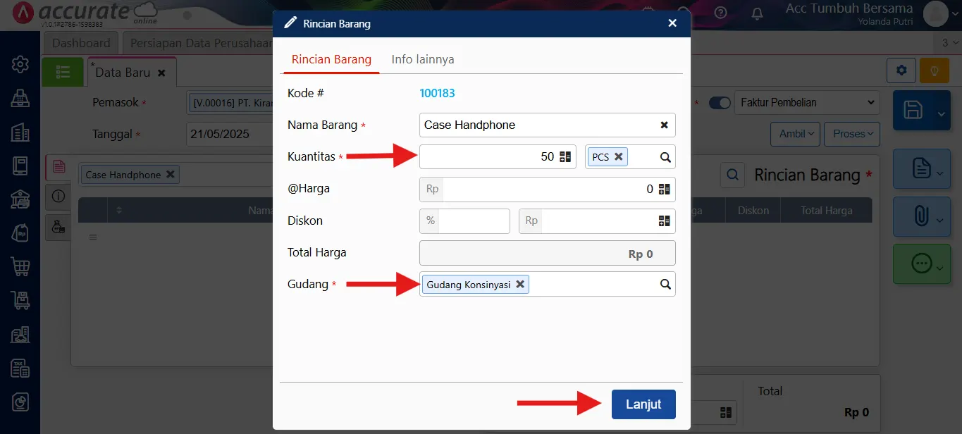 mencatat transaksi konsinyasi (pihak yang menerima titipan barang)